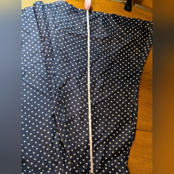 [Handmade - Jane Overland] Vintage Navy Polkadot Midi Dress with Pleats | Medium - Picture 12 of 16